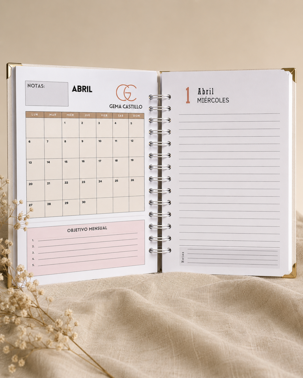 Agenda A5 2026 personalizada con nombre