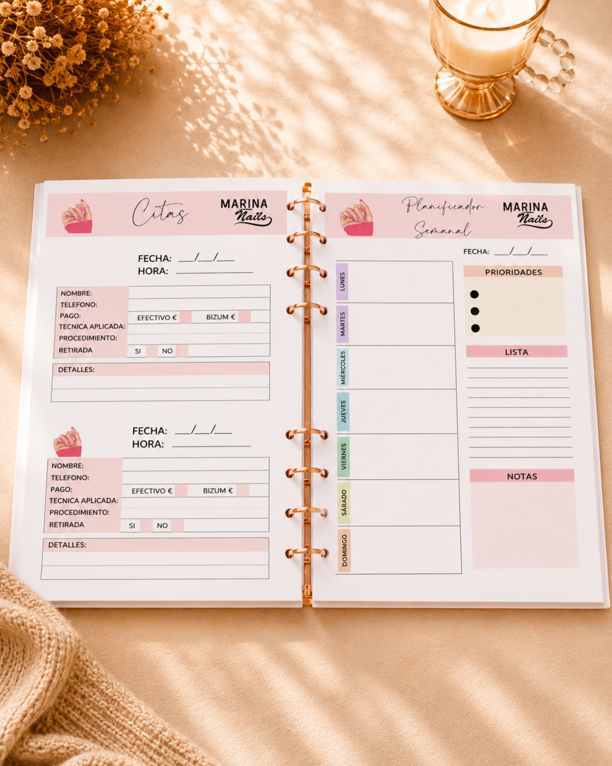 Planner Profesional para Manicuristas A5 | Personalizado y Artesanal