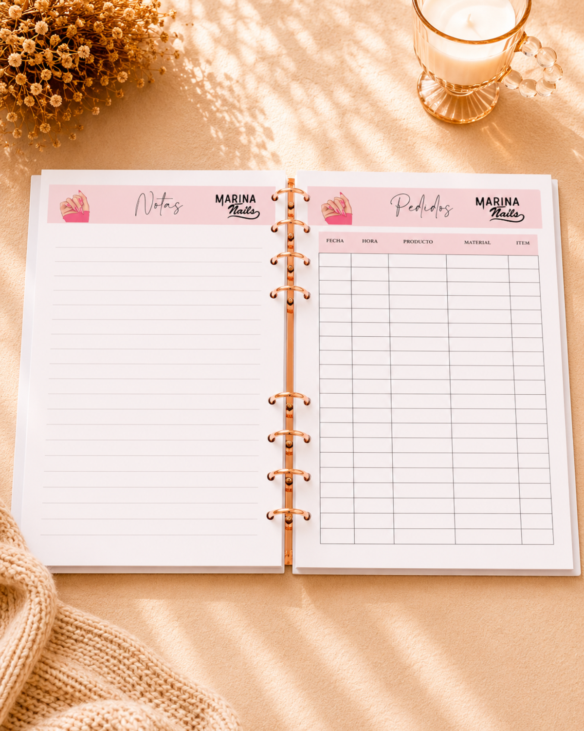 Planner Profesional para Manicuristas A5 | Personalizado y Artesanal