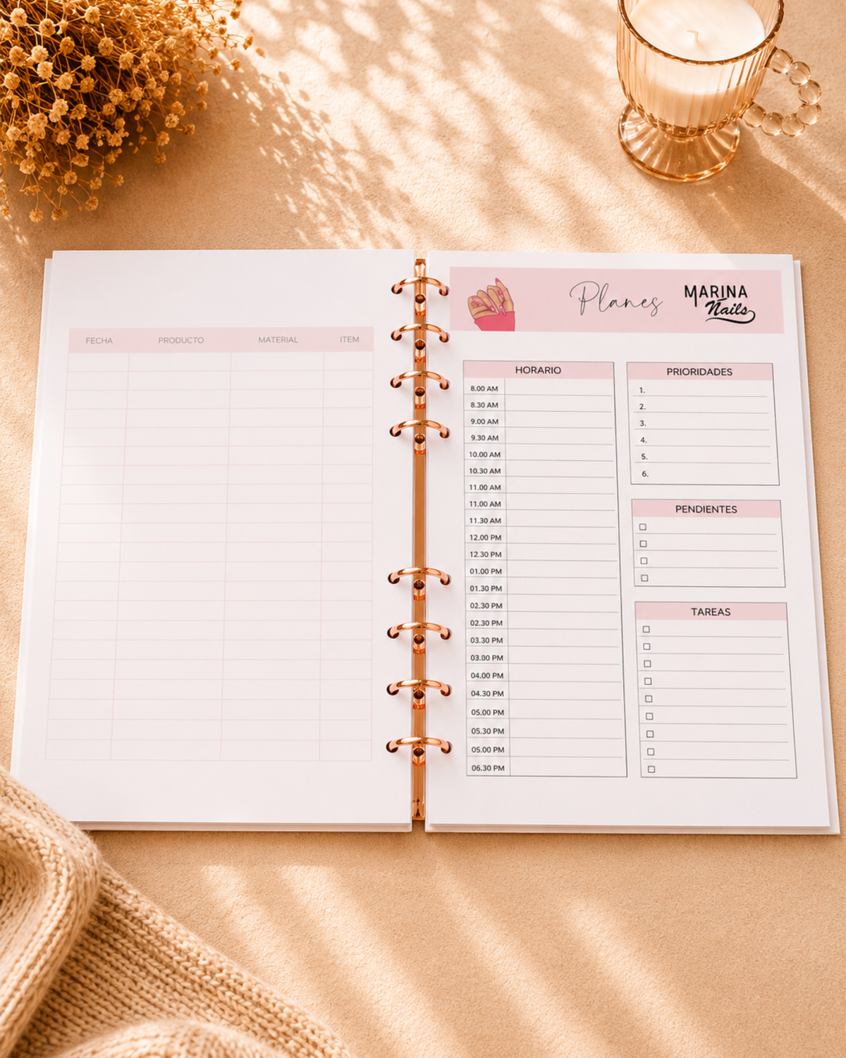 Planner Profesional para Manicuristas A5 | Personalizado y Artesanal