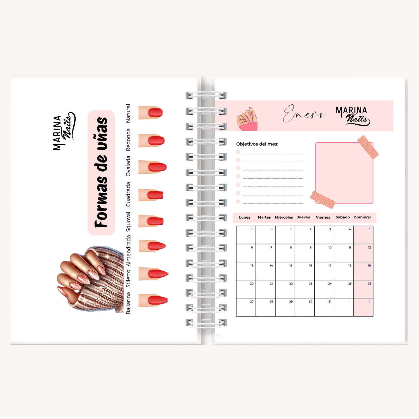 Agenda Profesional para Manicuristas Personalizada A5